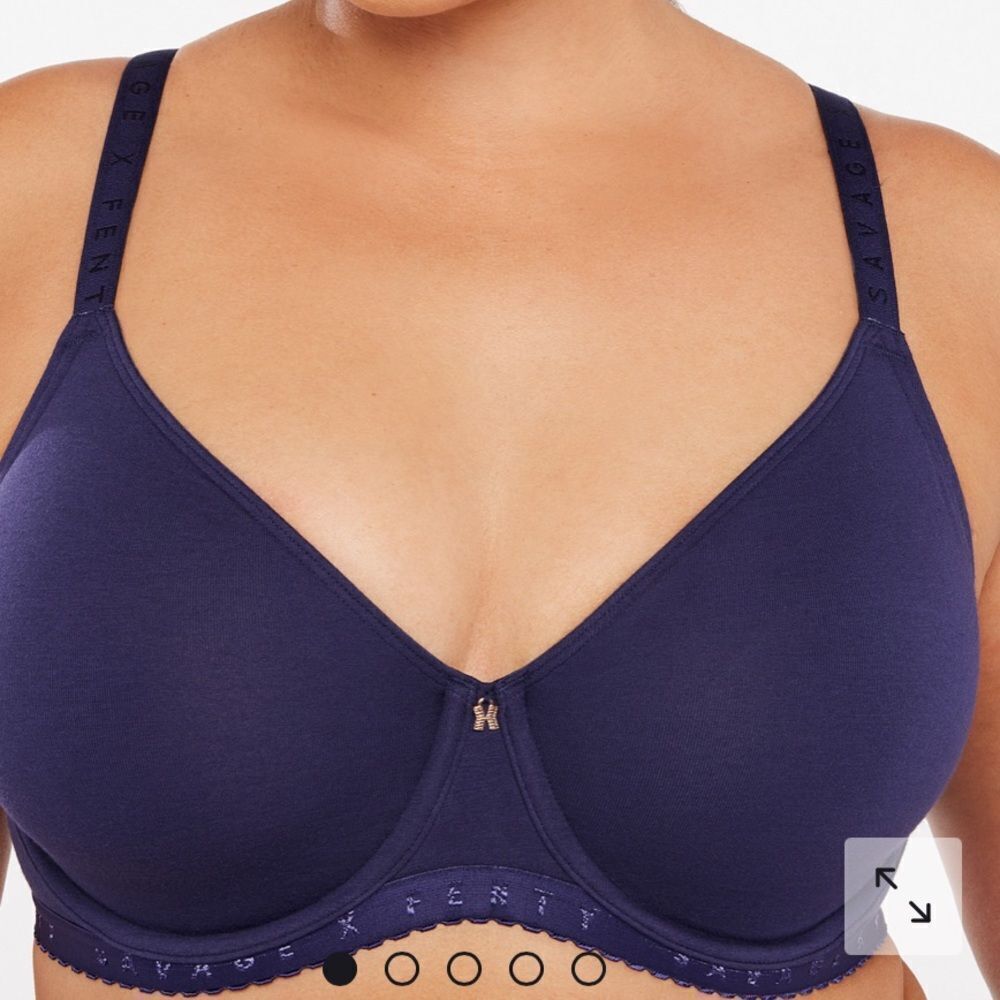 Savage Fenty Savage X Cotton Unlined Bra‎ Navy Blue 46DDD NWT in packaging